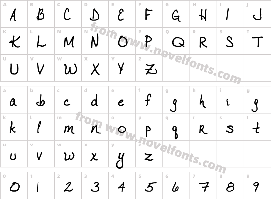 VTC JoeleneHand BoldCharacter Map