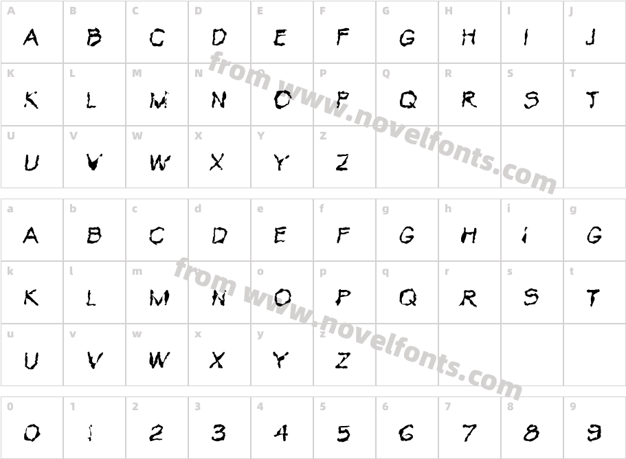 VTC Krinkle-Kut RegularCharacter Map