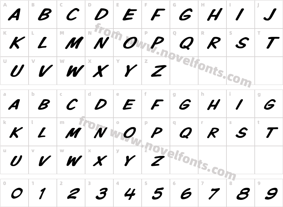 VTCKomixationSCItalicCharacter Map