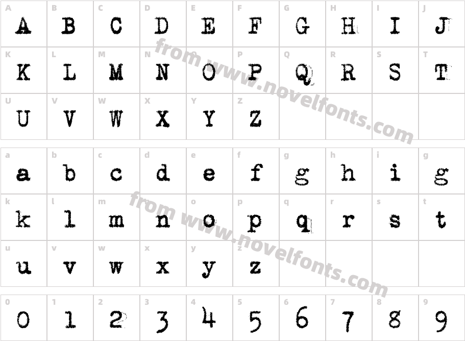 VTypewriter SmithUprightCharacter Map