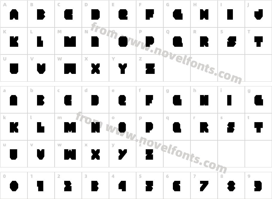 VX Rocket CondensedCharacter Map