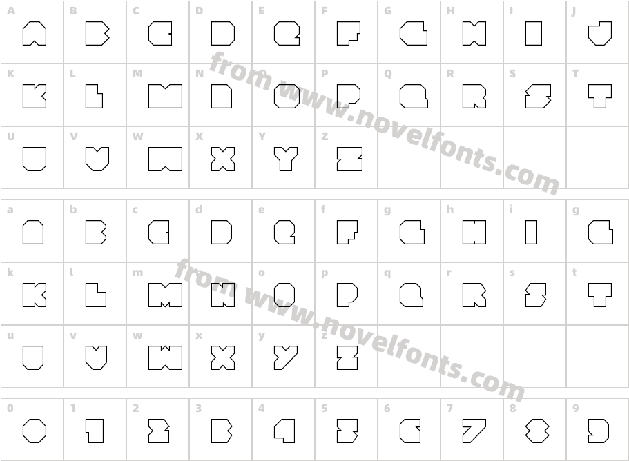 VX Rocket Outline RegularCharacter Map