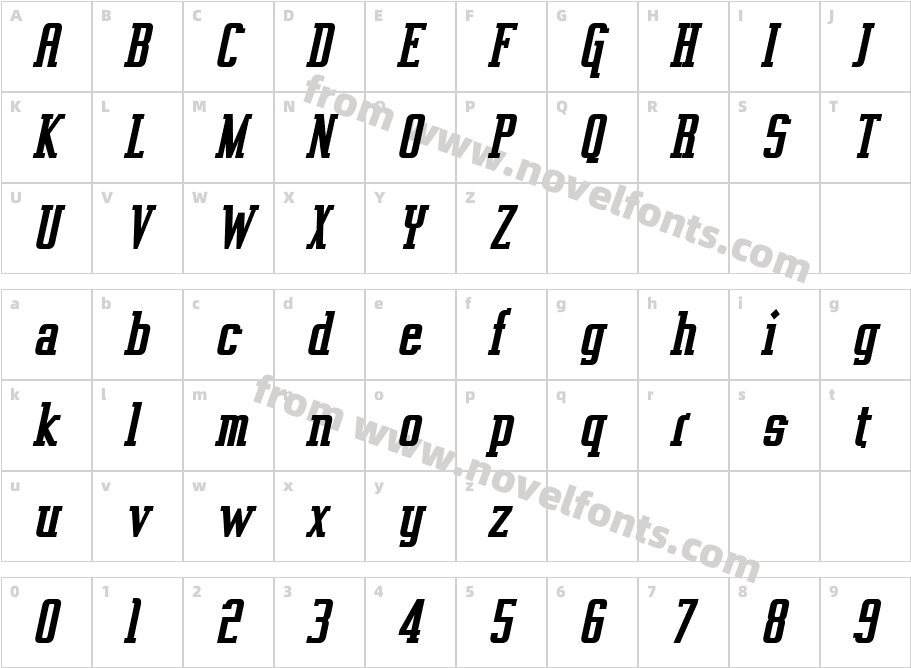 Vahika Bold ItalicCharacter Map