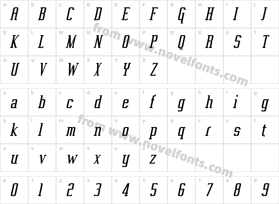 Vahika ItalicCharacter Map