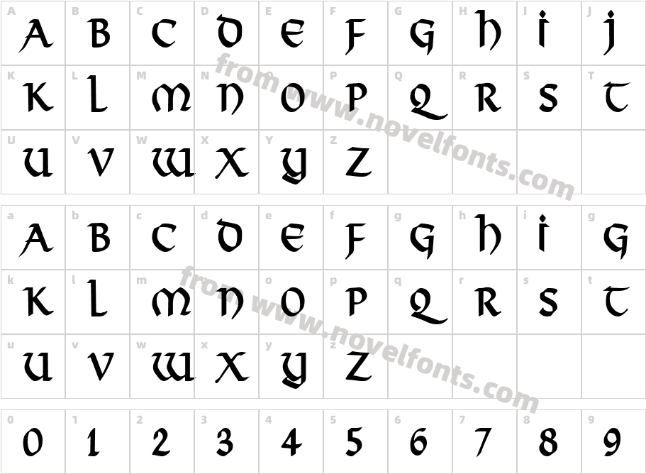 Valhalla Condensed BoldCharacter Map