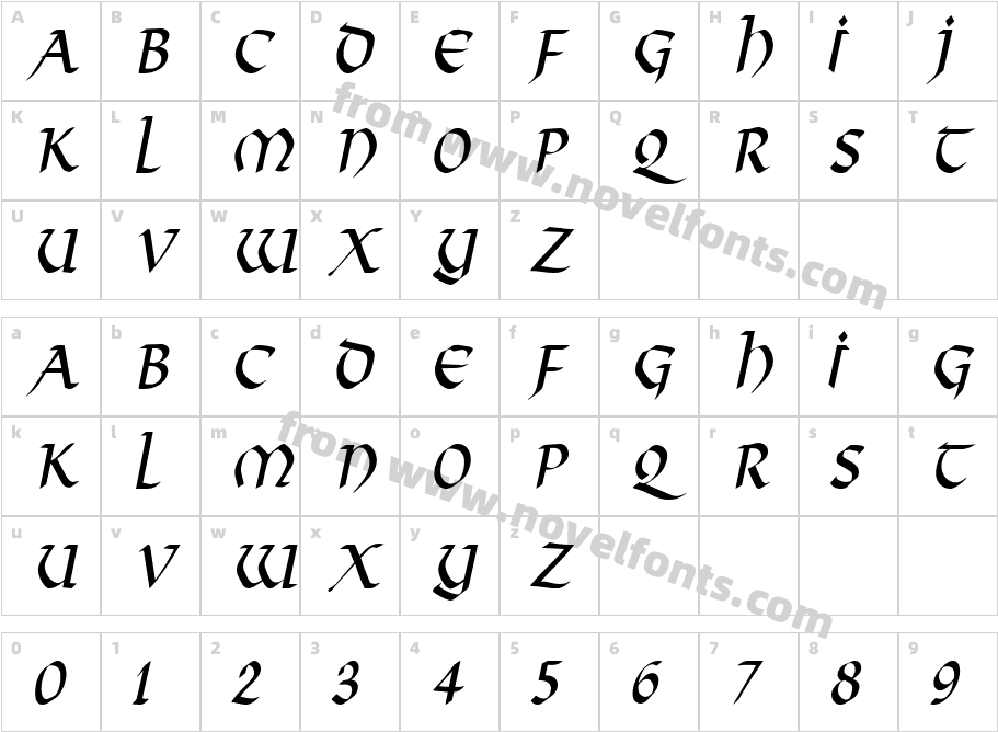 Valhalla CondensedCharacter Map