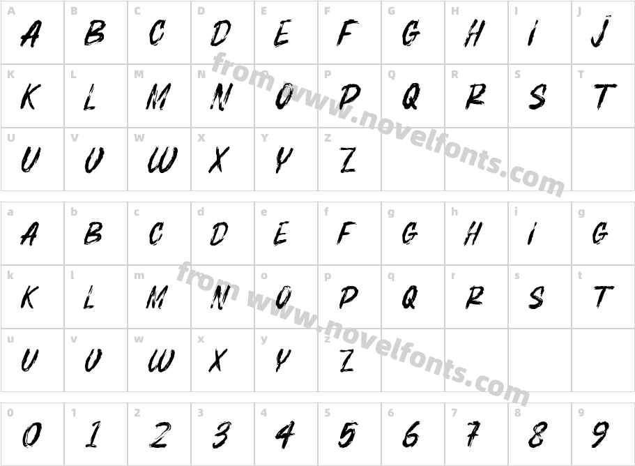 BOSTHONBRUSHRegularCharacter Map