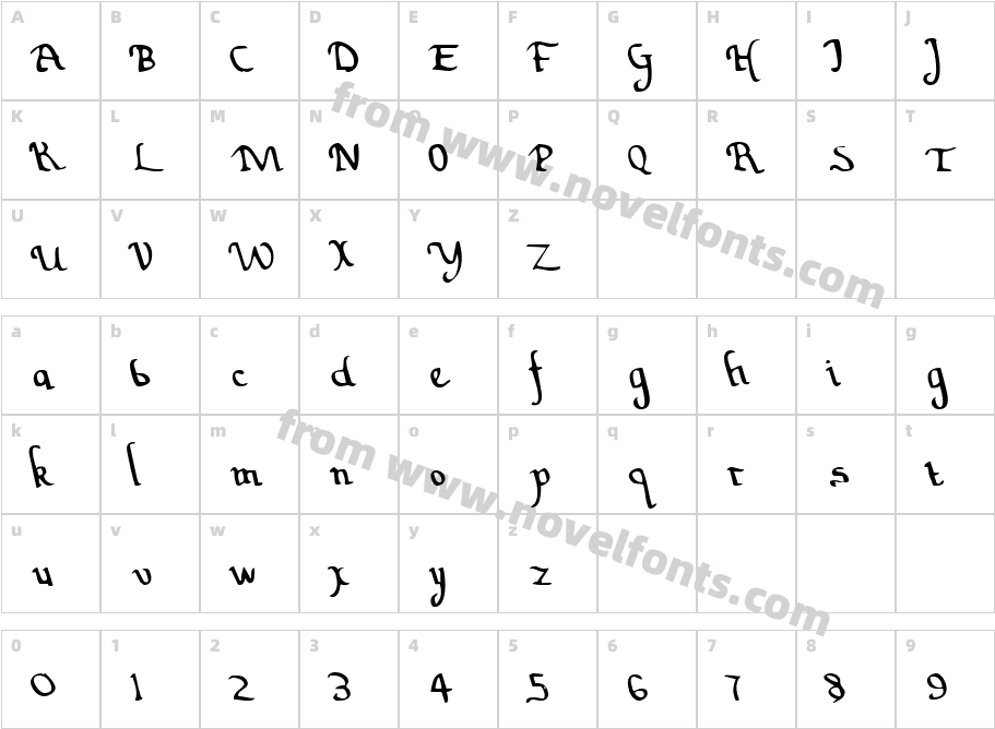 Valley Forge LeftalicCharacter Map