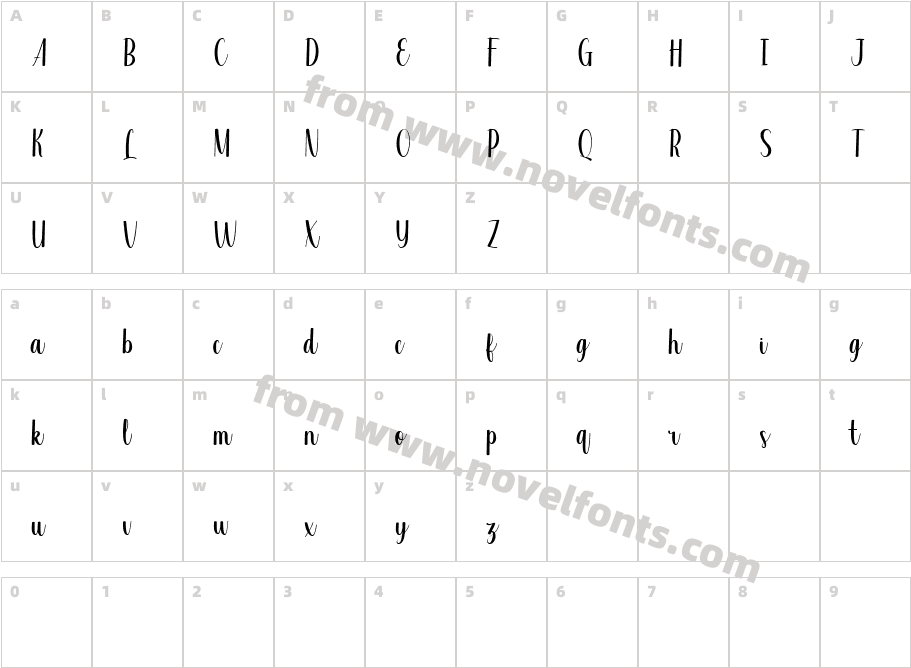 Valsday Script DEMO RegularCharacter Map