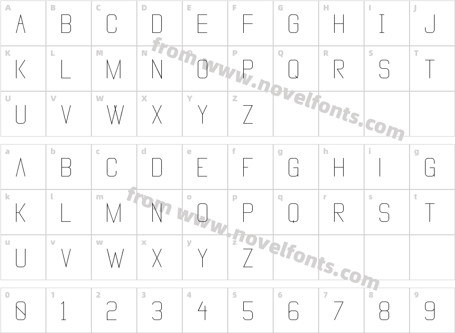 Vanadine RegularCharacter Map