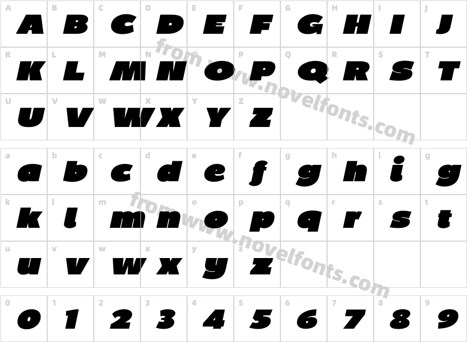 BPDiet-UltraBlackItalicCharacter Map