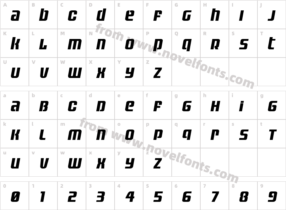 Vanguardian Compact ItalicCharacter Map