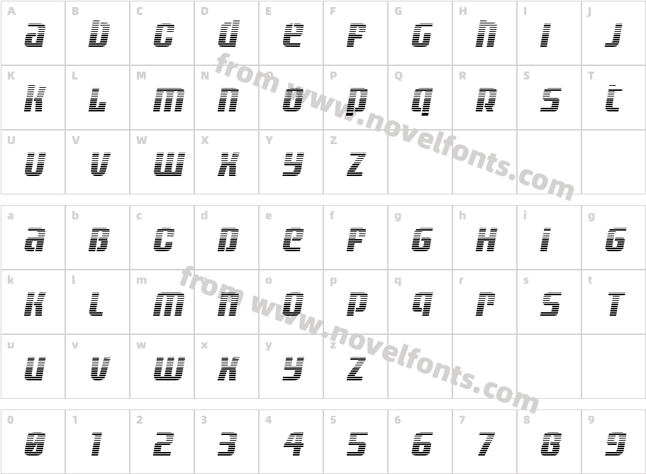 Vanguardian Gradient ItalicCharacter Map