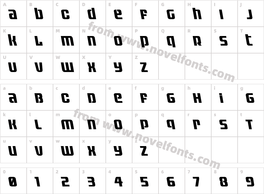 Vanguardian LeftalicCharacter Map