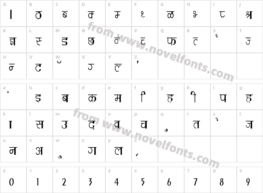 Varsha CondensedCharacter Map