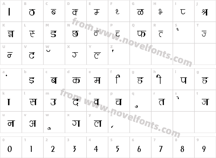 Varsha ThinCharacter Map