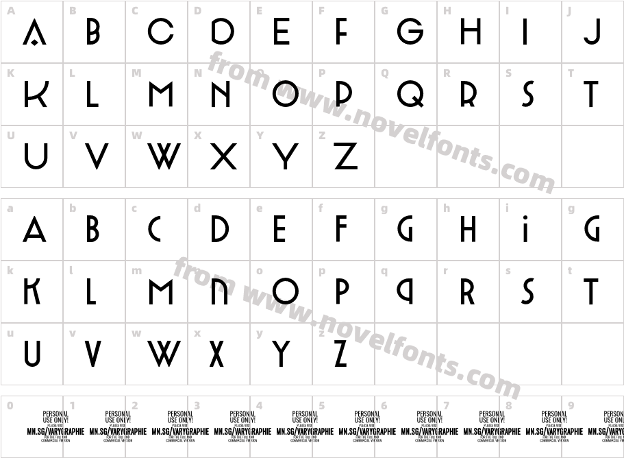 Varygraphie PERSONAL USE ONLY RegularCharacter Map