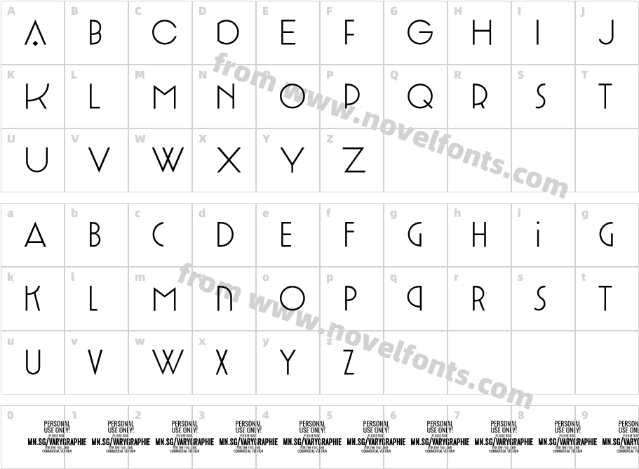 Varygraphie PERSONAL USE ONLY TCharacter Map