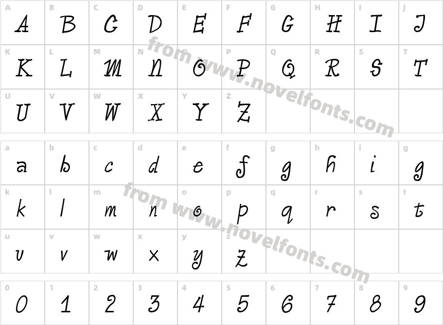 Vassallo RegularCharacter Map