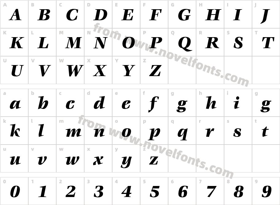 VeljovicEF-BlackItalicCharacter Map