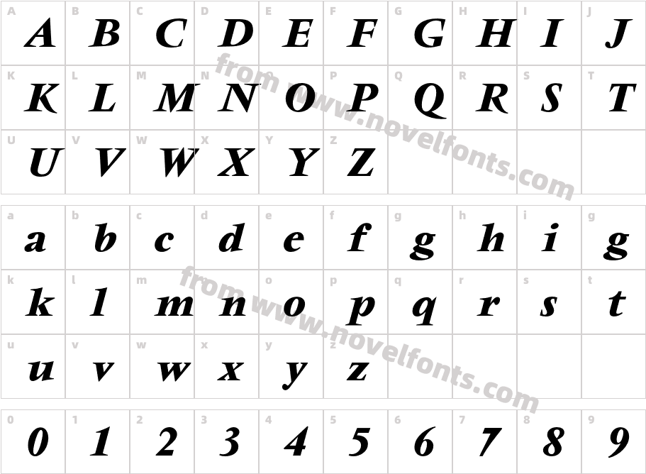 VendomeICG-BoldItalicCharacter Map