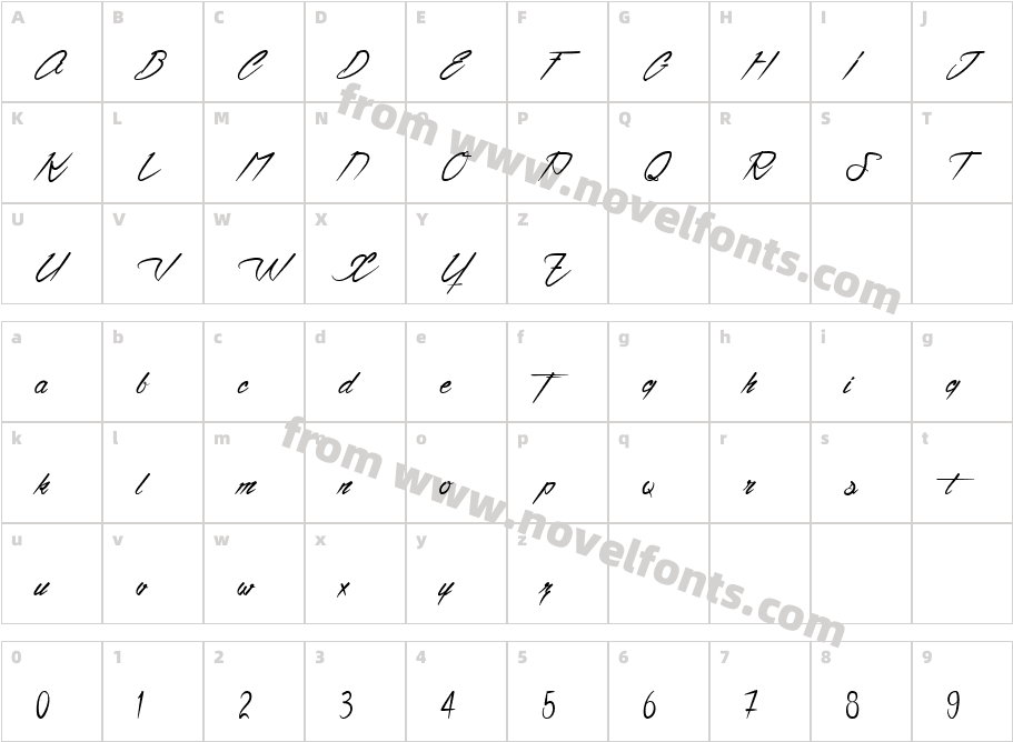 Ventilla ScriptCharacter Map