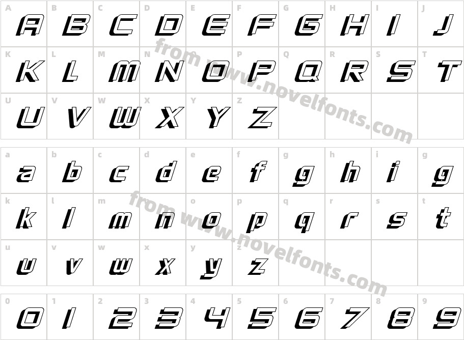 VentureShadowObliqueCharacter Map