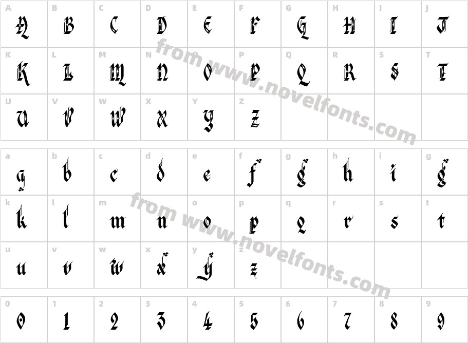 Verona Gothic FlourisheCharacter Map