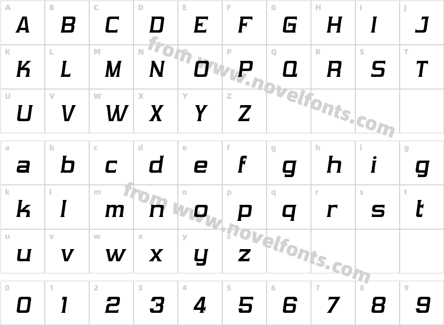 Vibrocentric Bold ItalicCharacter Map