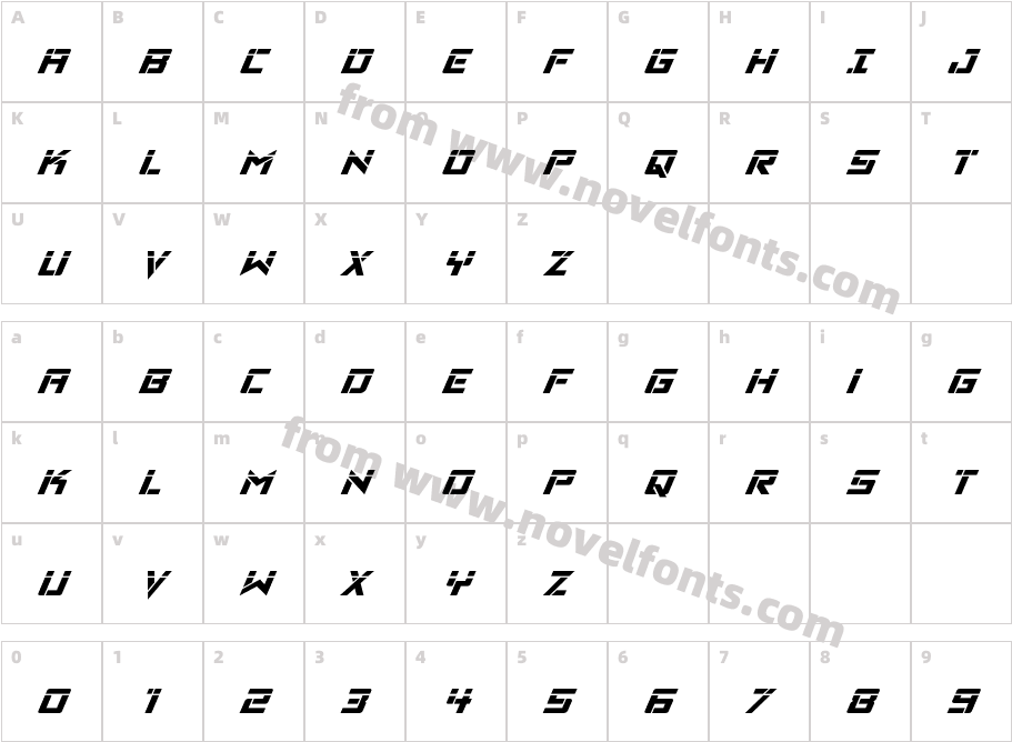 Viking Squad Laser ItalicCharacter Map