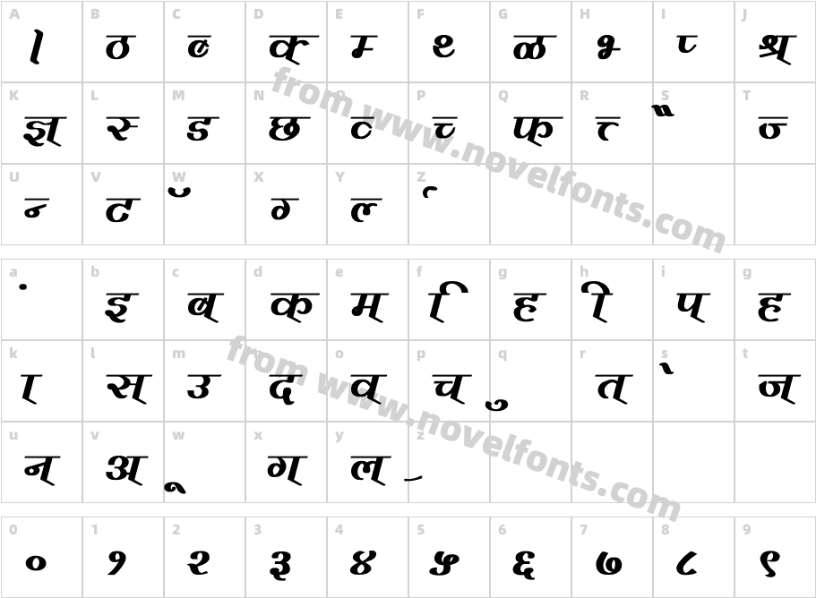 Vimal BoldCharacter Map