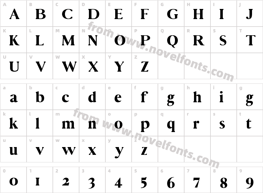 Vincentio RegularCharacter Map