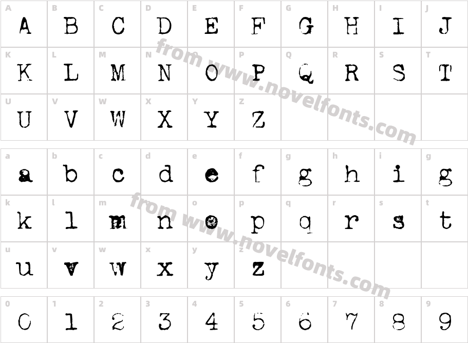 VintageTypewriterOneCharacter Map