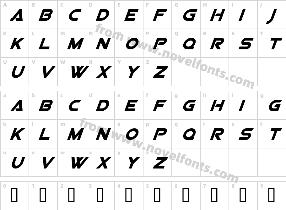 Viper Squadron Solid ItalicCharacter Map