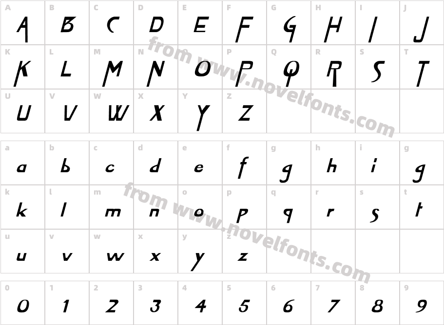 VireoFont Bold ItalicCharacter Map