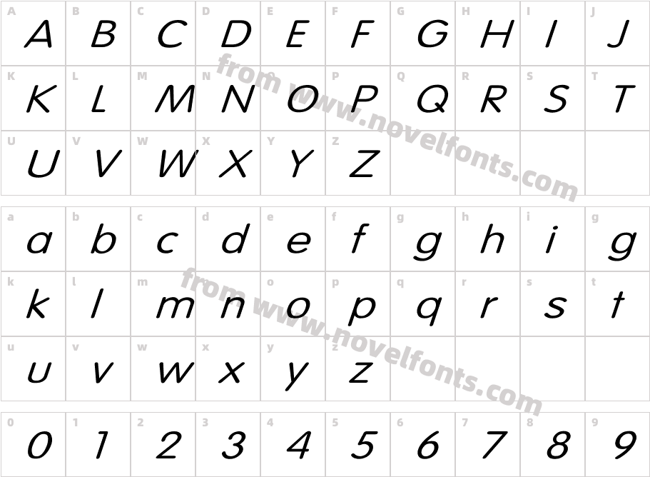 Vogue-Normal Wd ItalicCharacter Map