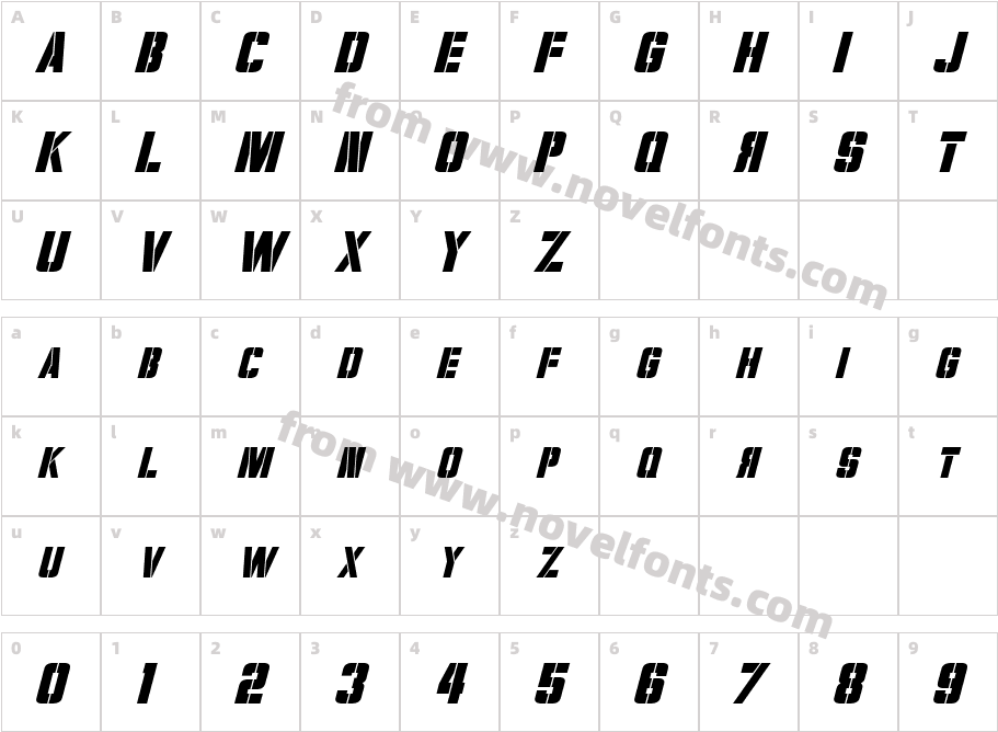 Volkoff ItalicCharacter Map