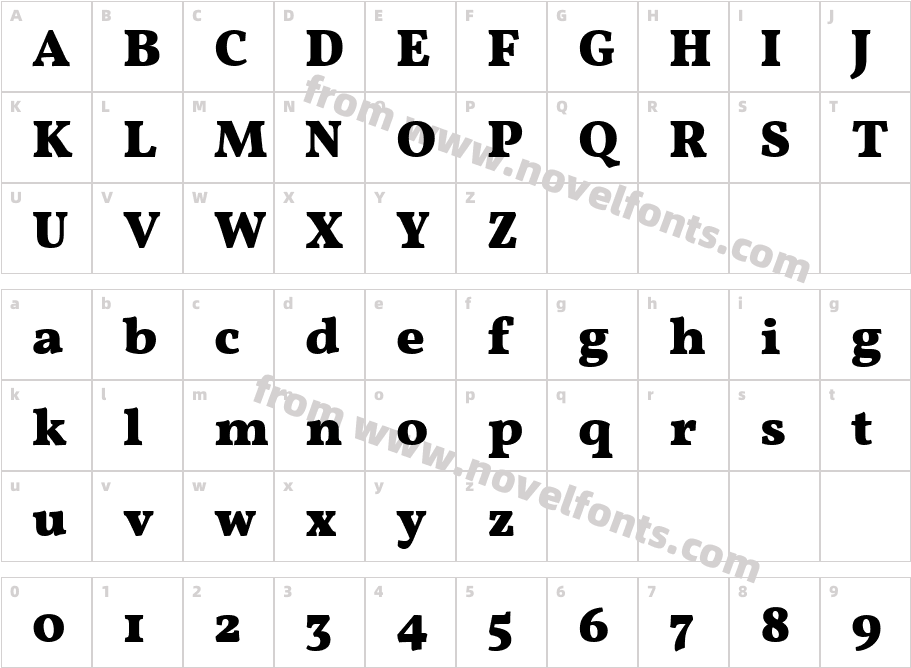 Vollkorn BlackCharacter Map