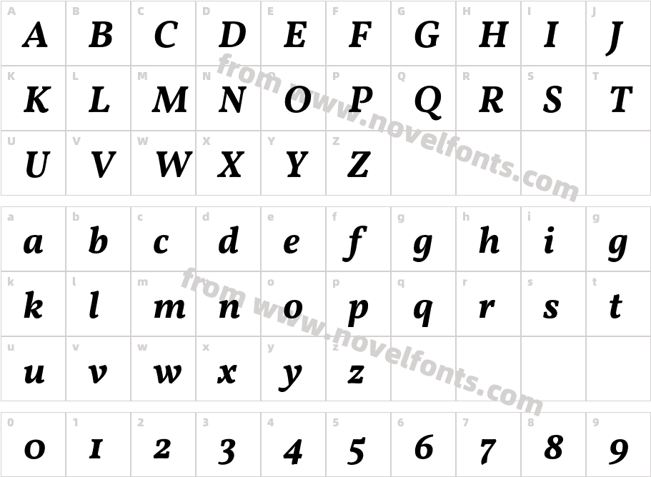 Vollkorn Bold ItalicCharacter Map