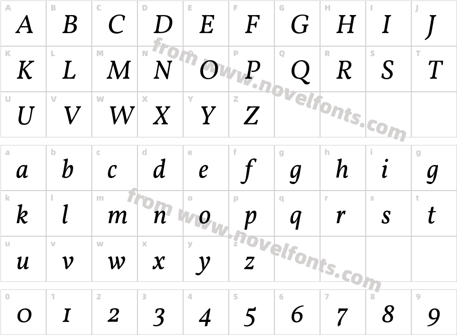 Vollkorn ItalicCharacter Map