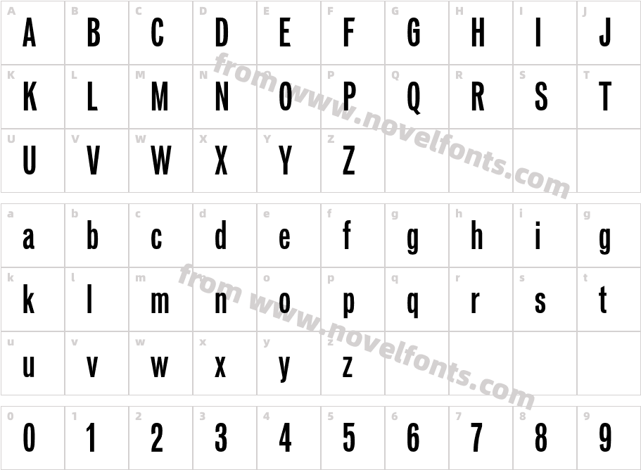 Vonnes-BoldCompressedCharacter Map