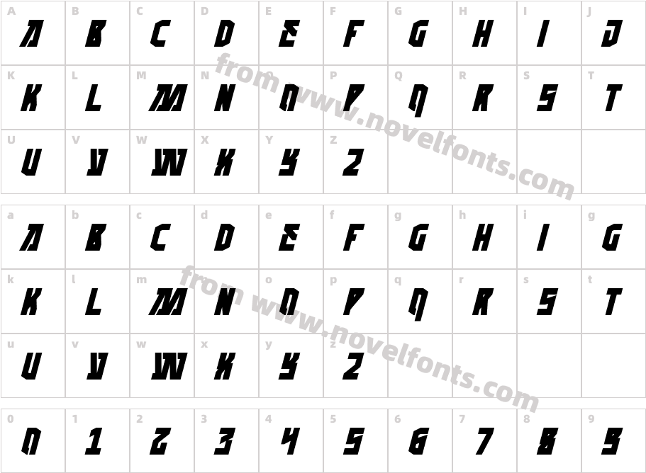 WHAPER ItalicCharacter Map