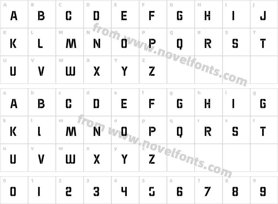 WOK STENCIL - CAPS ARMYCharacter Map