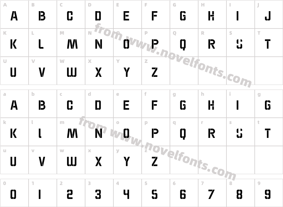 WOK STENCIL - CAPS MediumCharacter Map