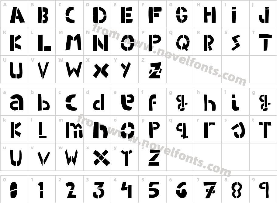 WOODCUTTER ARMY (Stencil)Character Map