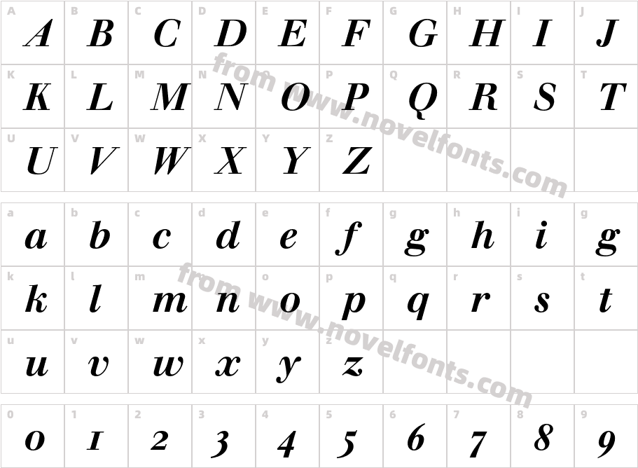 WalbaumBook-MdItalicOsFCharacter Map