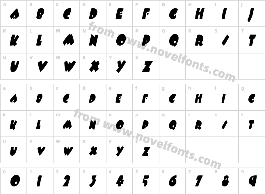 Wampum-Condensed ItalicCharacter Map