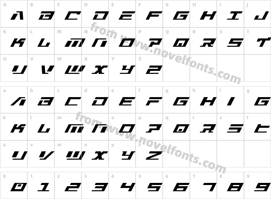 War Machine Super-ItalicCharacter Map