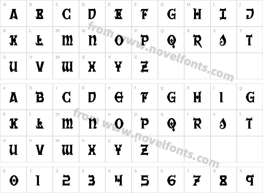 War Priest CondensedCharacter Map