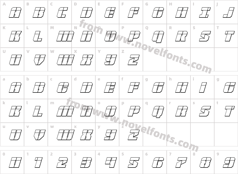 Warp Thruster 3D Laser ItalicCharacter Map